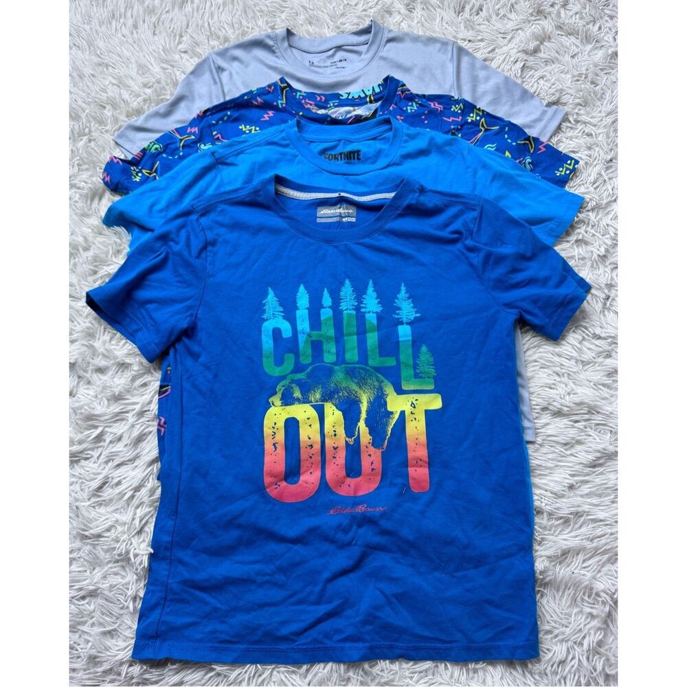 4 piece boys T-shirt bundle size 10-12 by Old Navy, Eddie Bauer, Fortnite & Unde